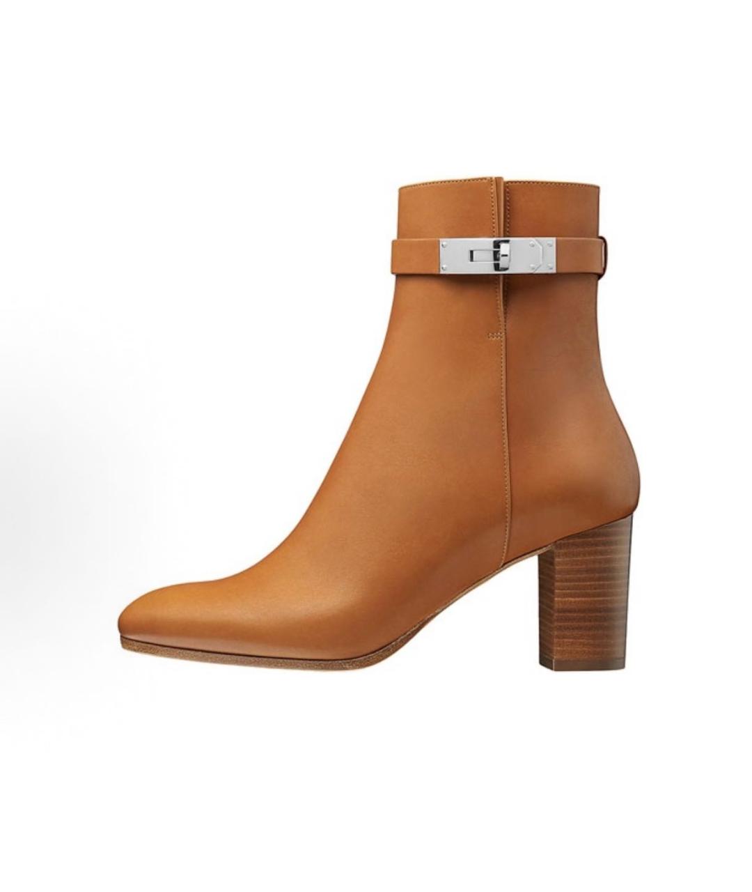 HERMES Коричневые кожаные ботильоны, фото 8