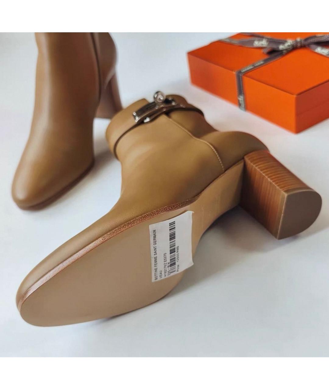 HERMES Коричневые кожаные ботильоны, фото 7