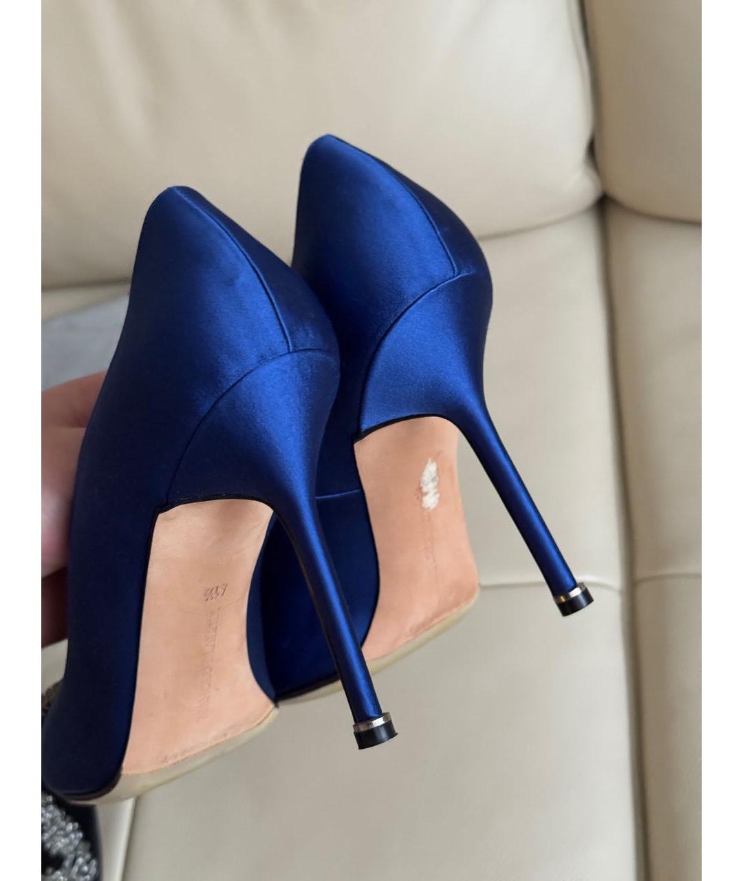 MANOLO BLAHNIK Синие текстильные туфли, фото 6