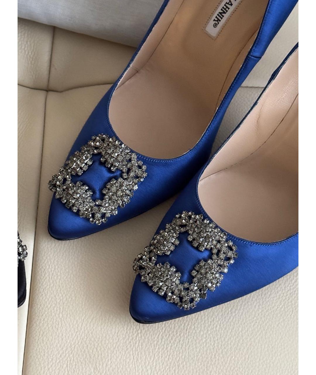 MANOLO BLAHNIK Синие текстильные туфли, фото 4