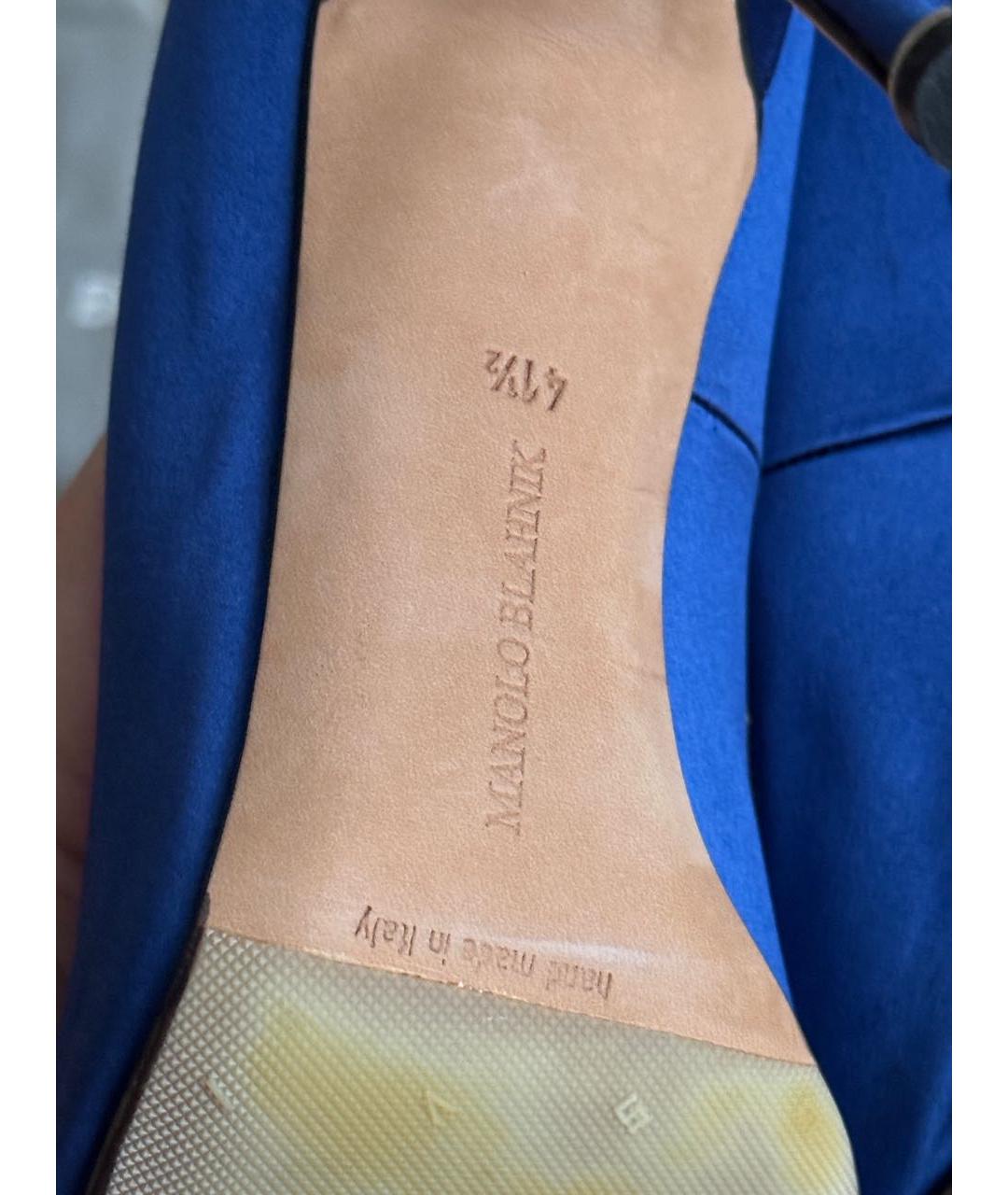 MANOLO BLAHNIK Синие текстильные туфли, фото 7