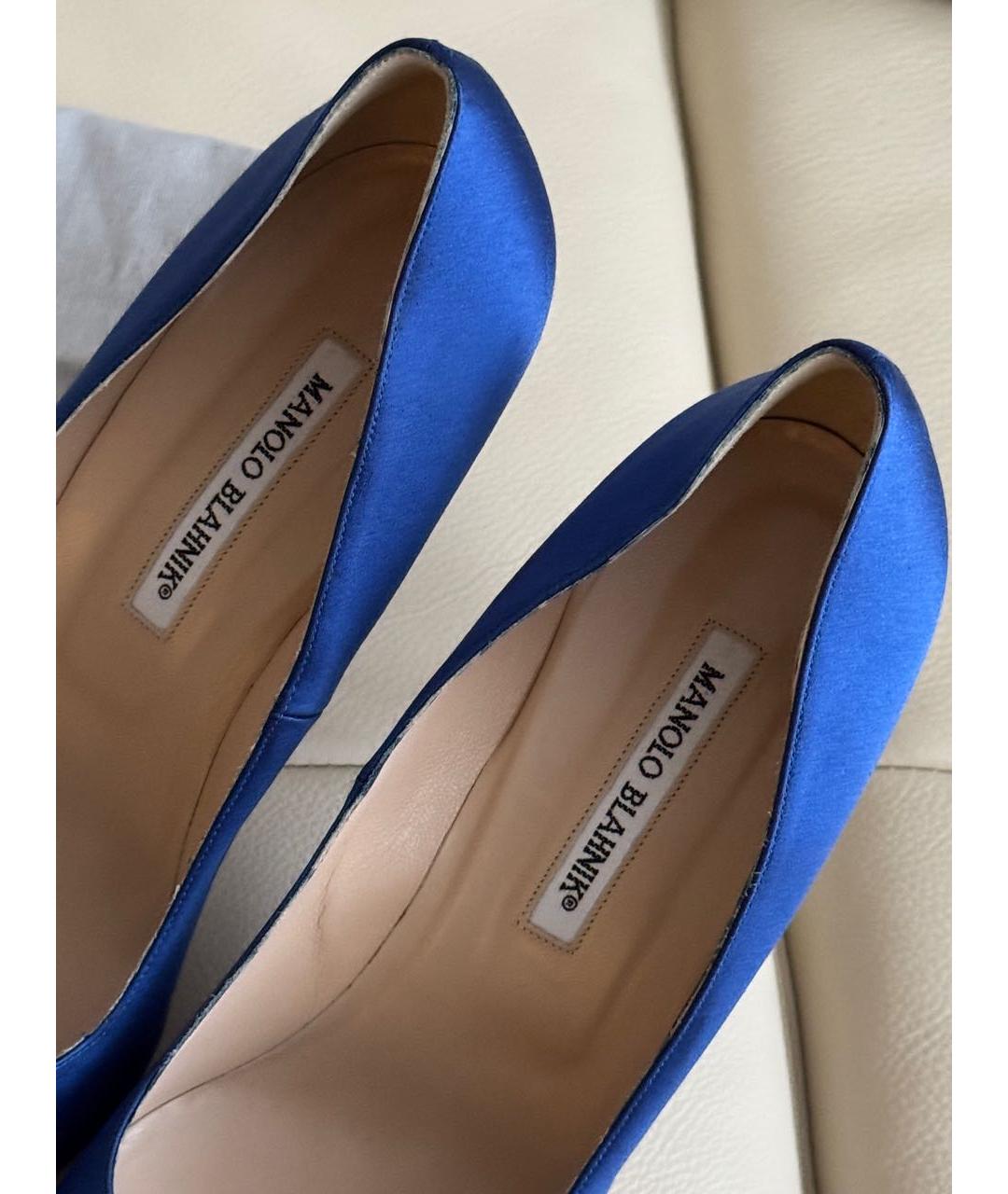 MANOLO BLAHNIK Синие текстильные туфли, фото 5