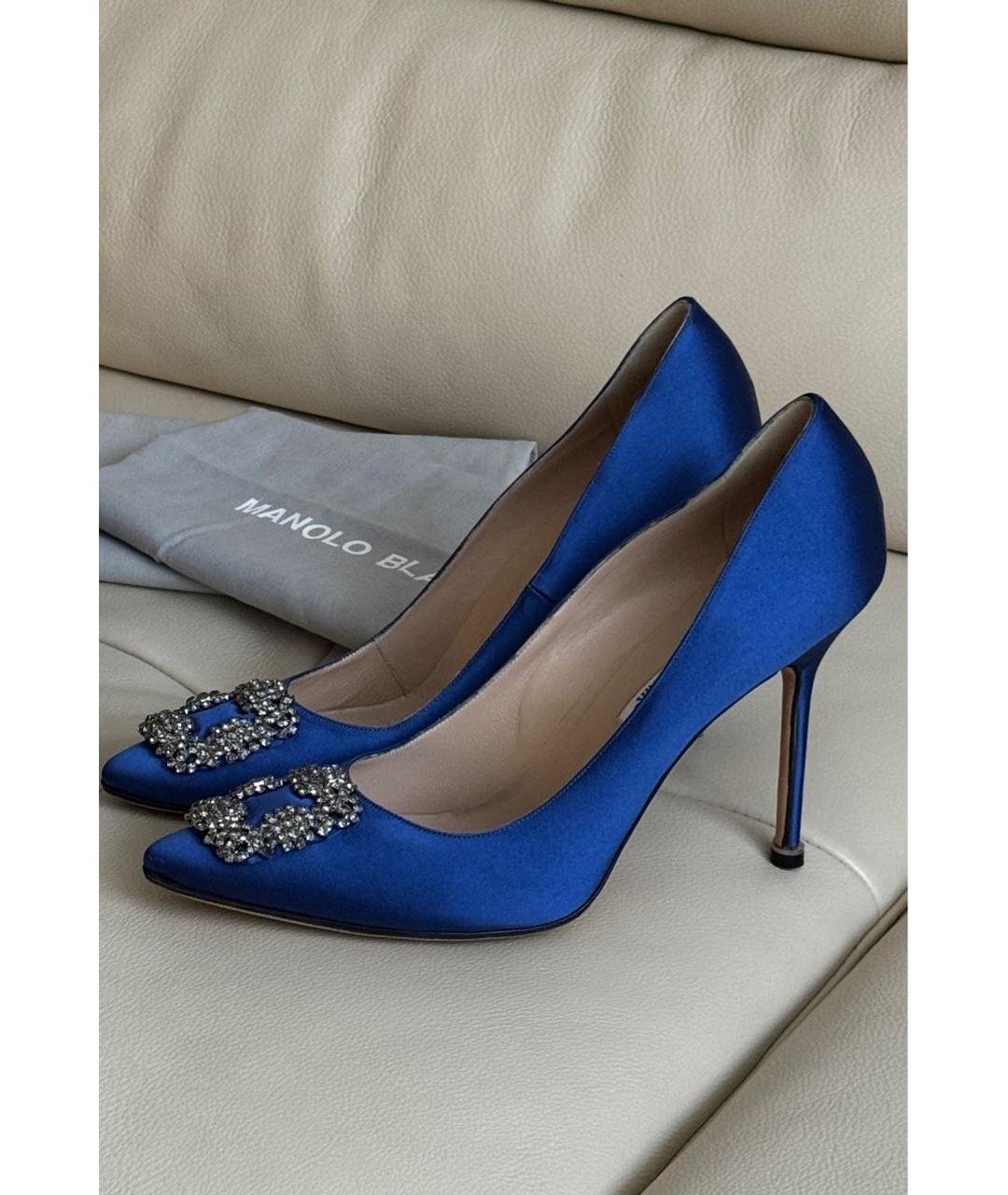 MANOLO BLAHNIK Синие текстильные туфли, фото 2