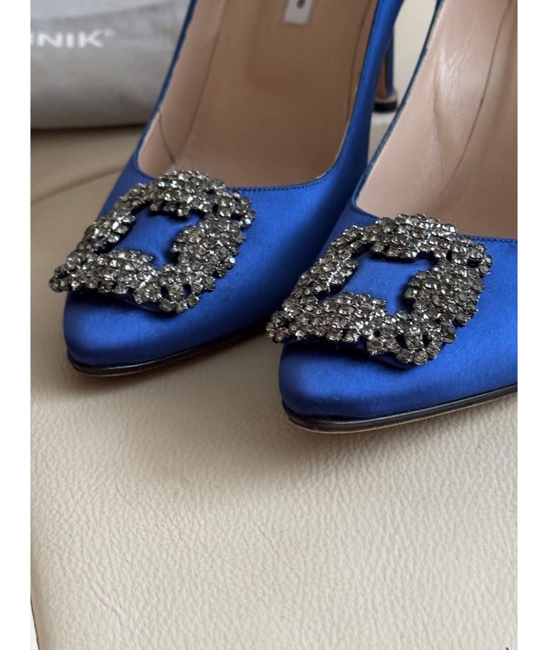 MANOLO BLAHNIK Синие текстильные туфли, фото 8