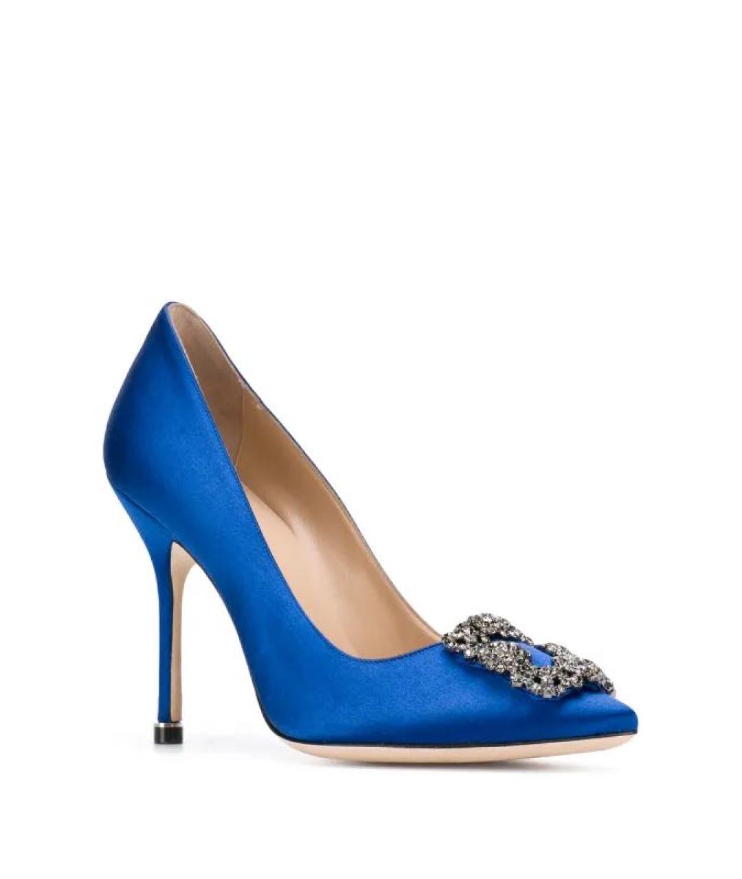 MANOLO BLAHNIK Синие текстильные туфли, фото 1