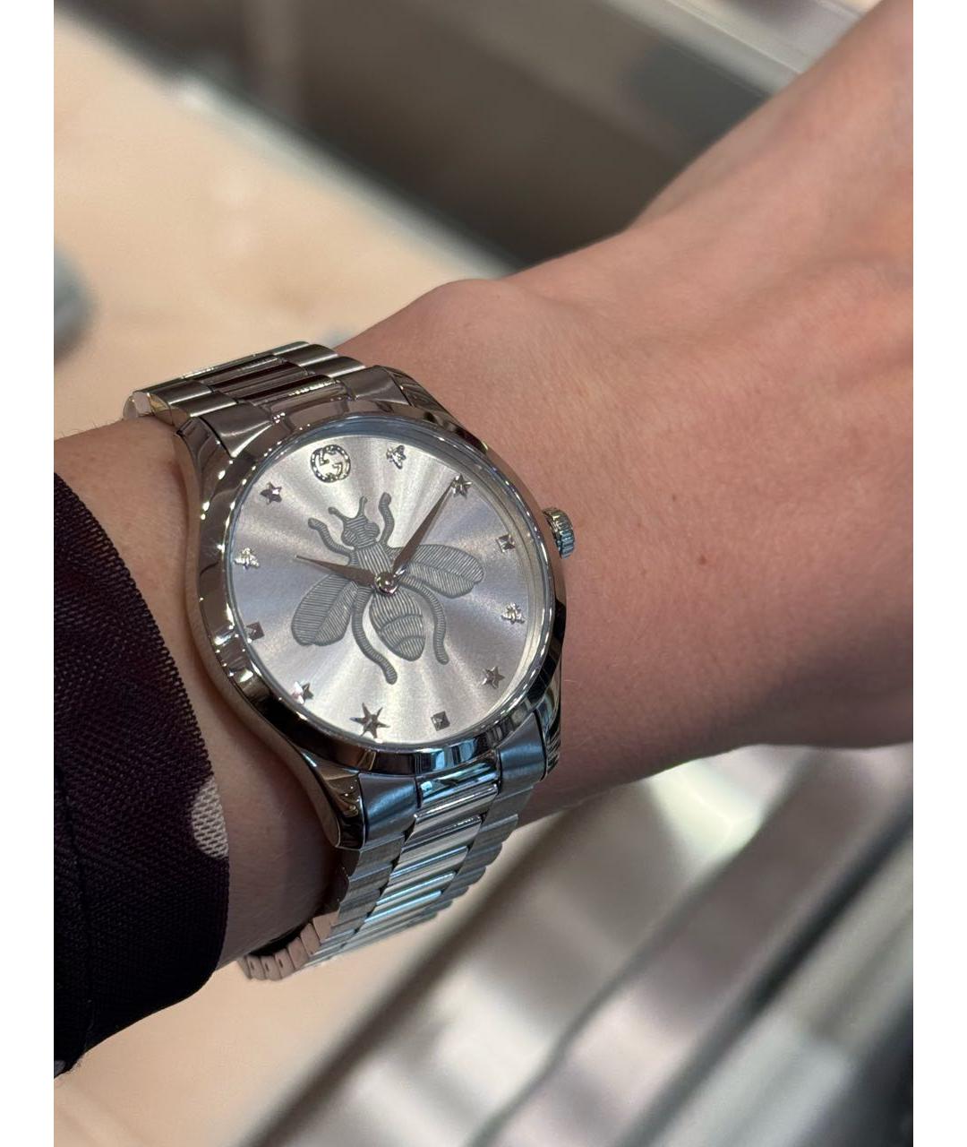 GUCCI Серебряные металлические часы, фото 4