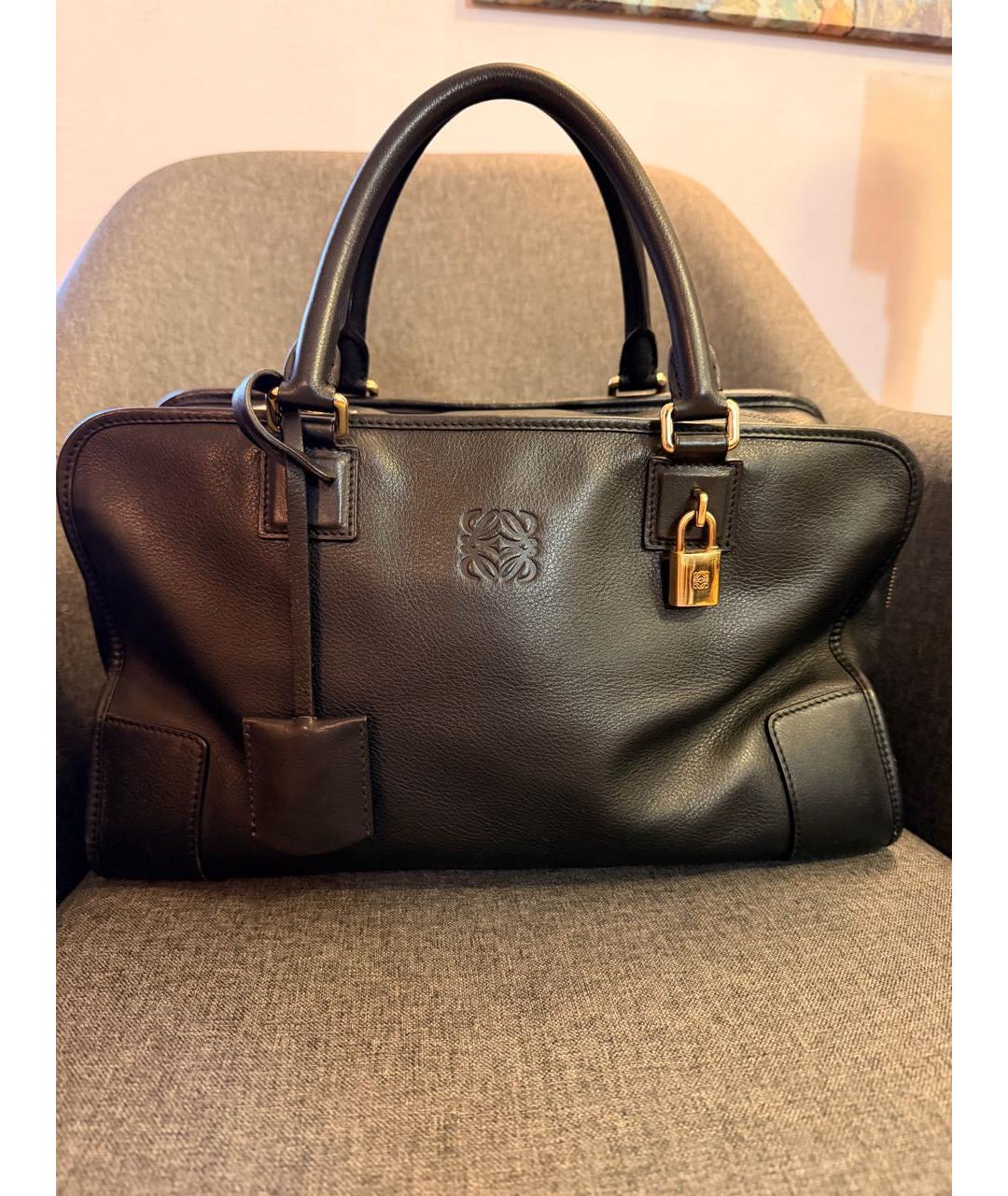 LOEWE Черная кожаная сумка с короткими ручками, фото 9