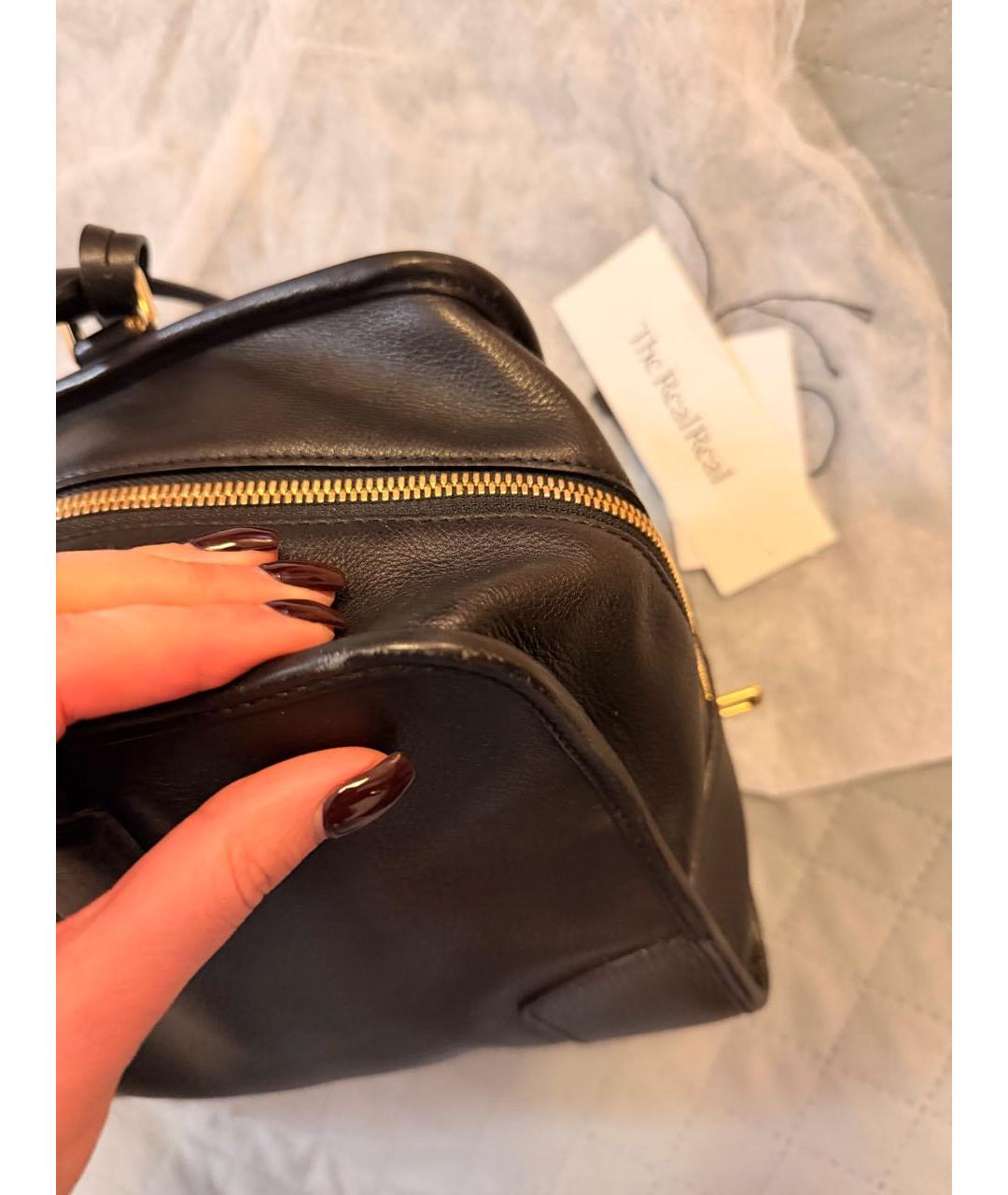 LOEWE Черная кожаная сумка с короткими ручками, фото 6