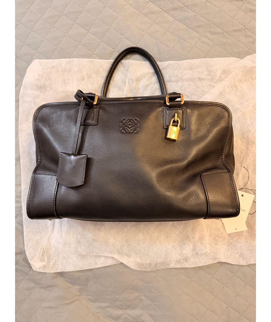 LOEWE Черная кожаная сумка с короткими ручками, фото 2