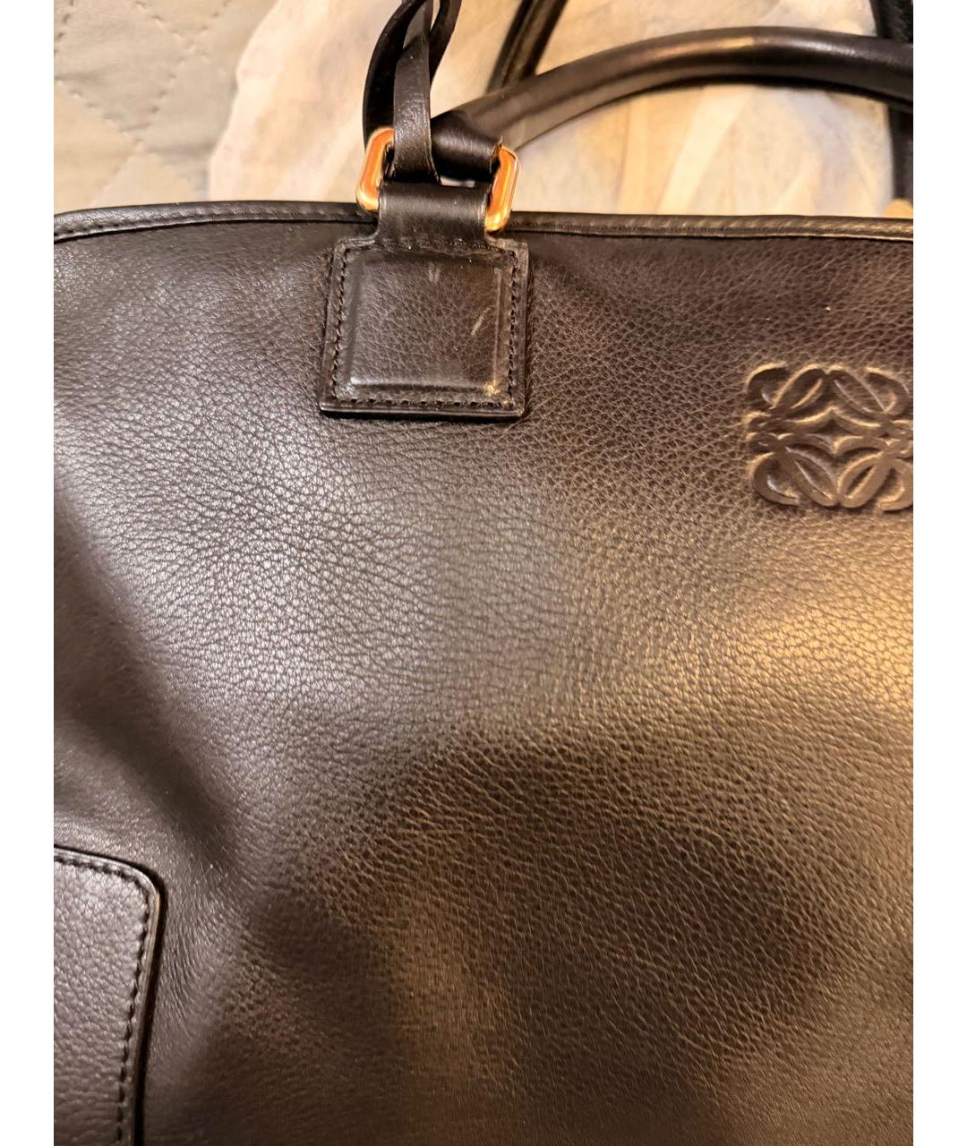 LOEWE Черная кожаная сумка с короткими ручками, фото 7