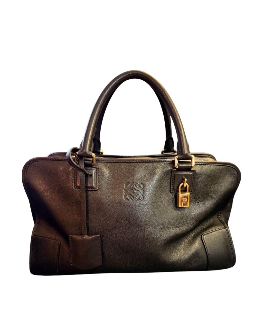 LOEWE Черная кожаная сумка с короткими ручками, фото 1