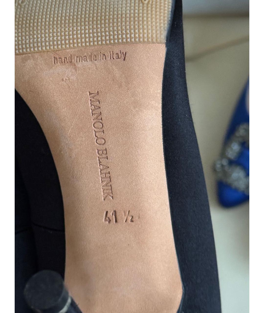 MANOLO BLAHNIK Черные текстильные туфли, фото 8