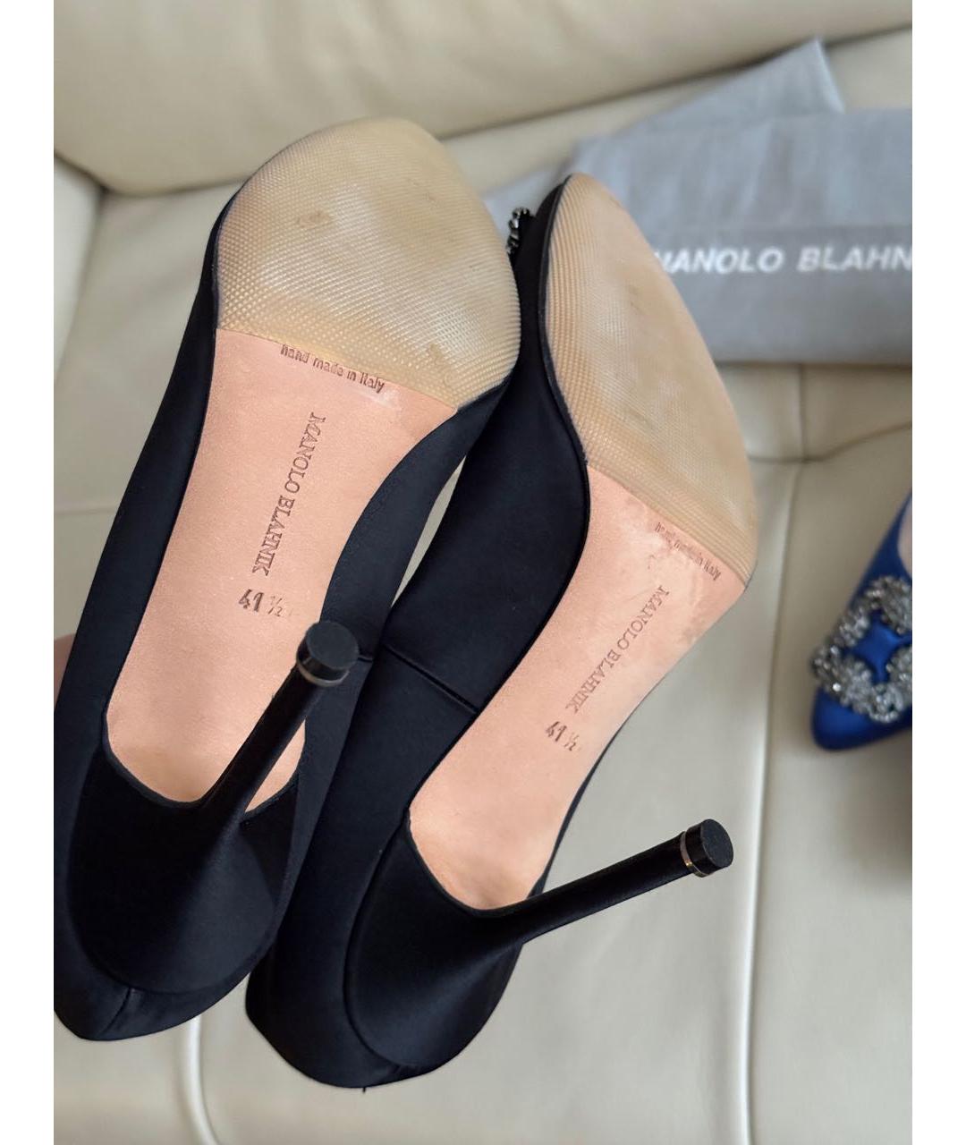 MANOLO BLAHNIK Черные текстильные туфли, фото 7