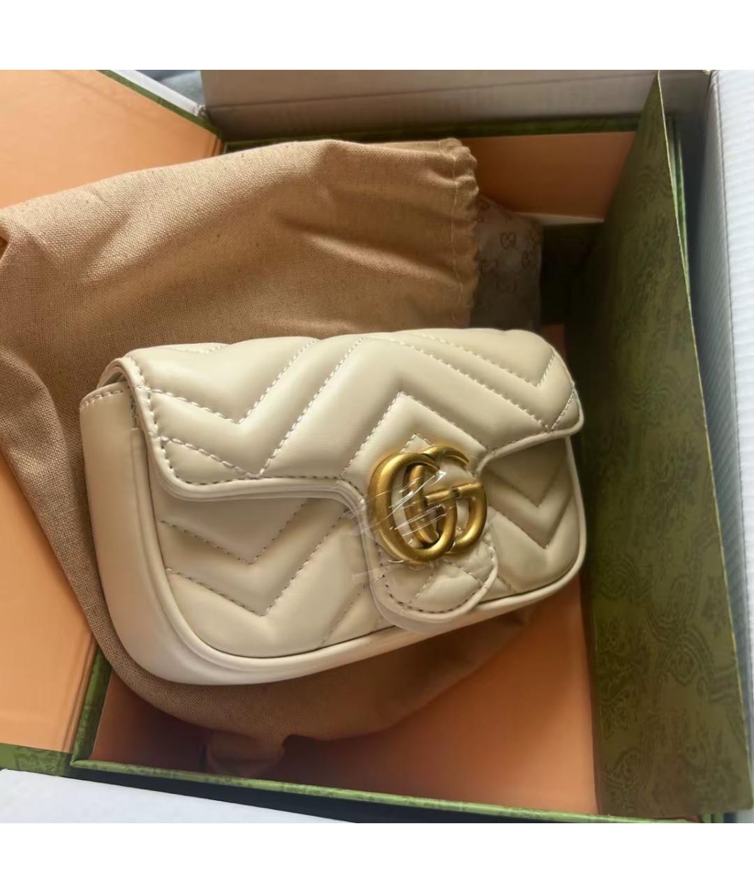 GUCCI Белая кожаная сумка через плечо, фото 2