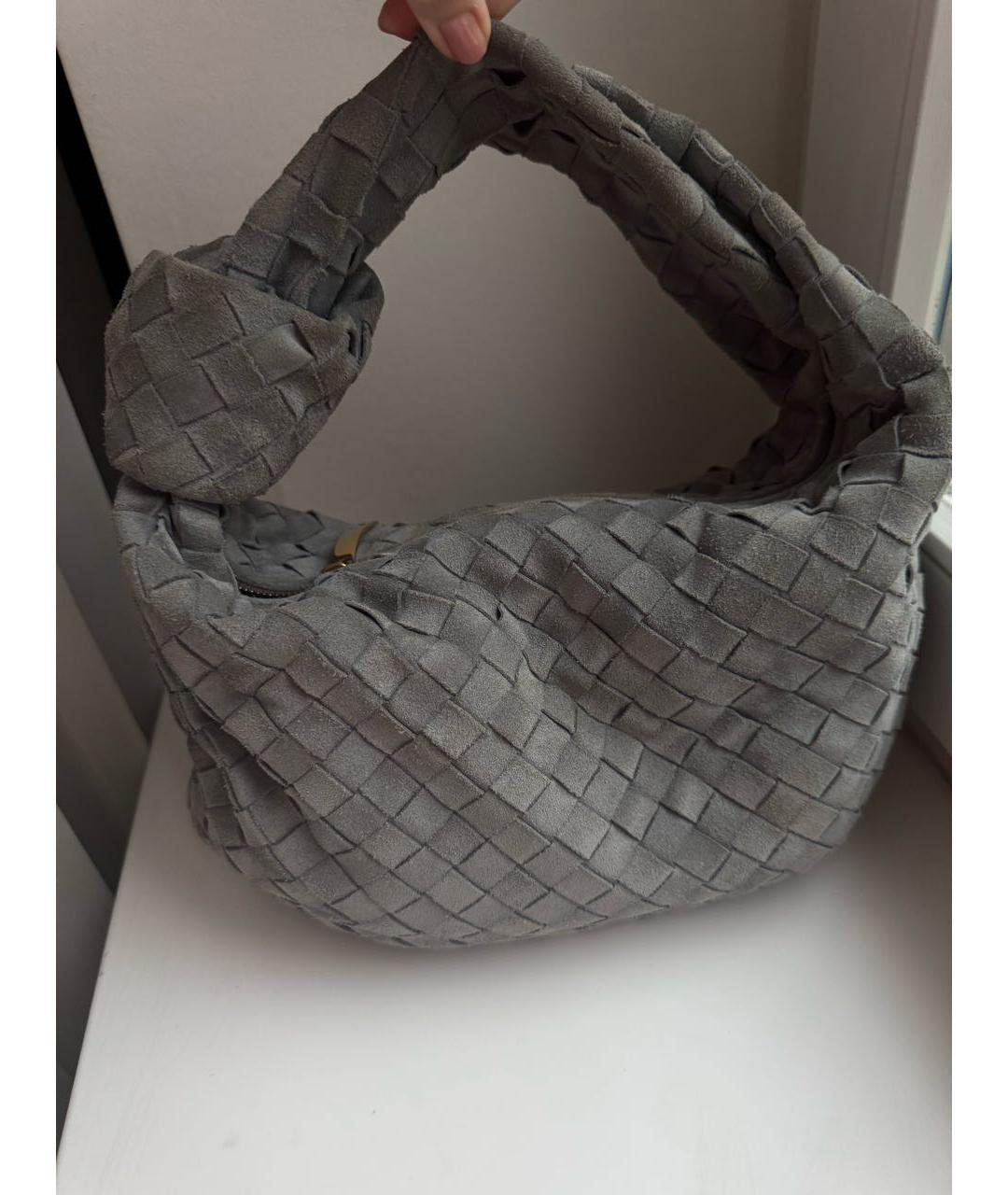 BOTTEGA VENETA Антрацитовая замшевая сумка с короткими ручками, фото 7