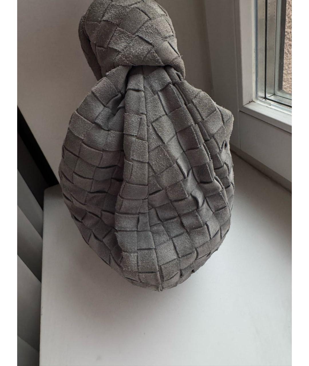 BOTTEGA VENETA Антрацитовая замшевая сумка с короткими ручками, фото 2