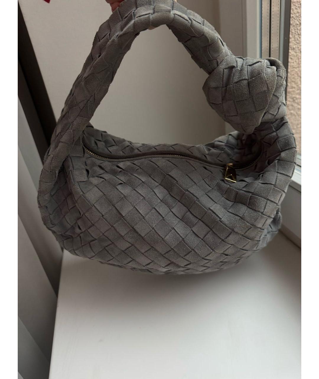 BOTTEGA VENETA Антрацитовая замшевая сумка с короткими ручками, фото 3