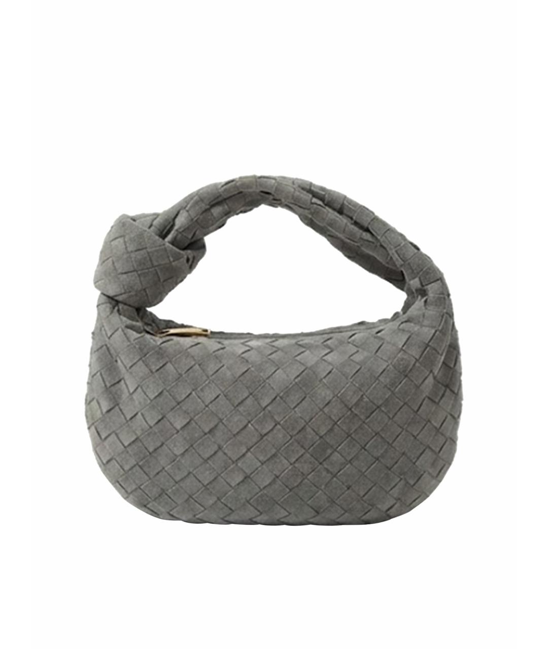 BOTTEGA VENETA Антрацитовая замшевая сумка с короткими ручками, фото 1