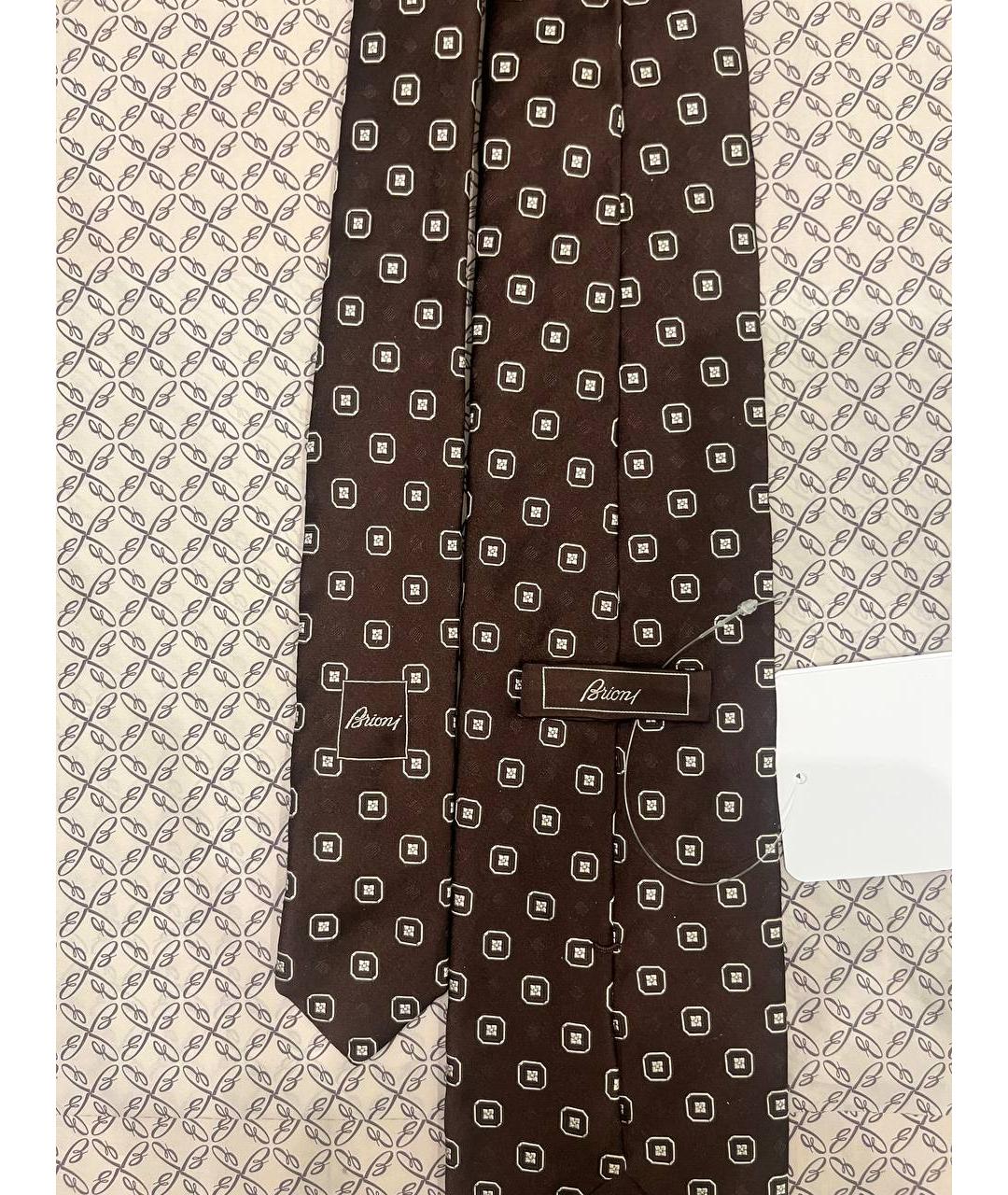 BRIONI Коричневый шелковый галстук, фото 10
