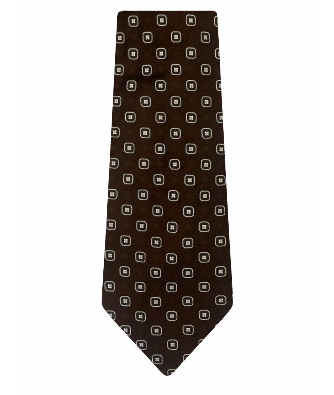 BRIONI Коричневый шелковый галстук, фото 1