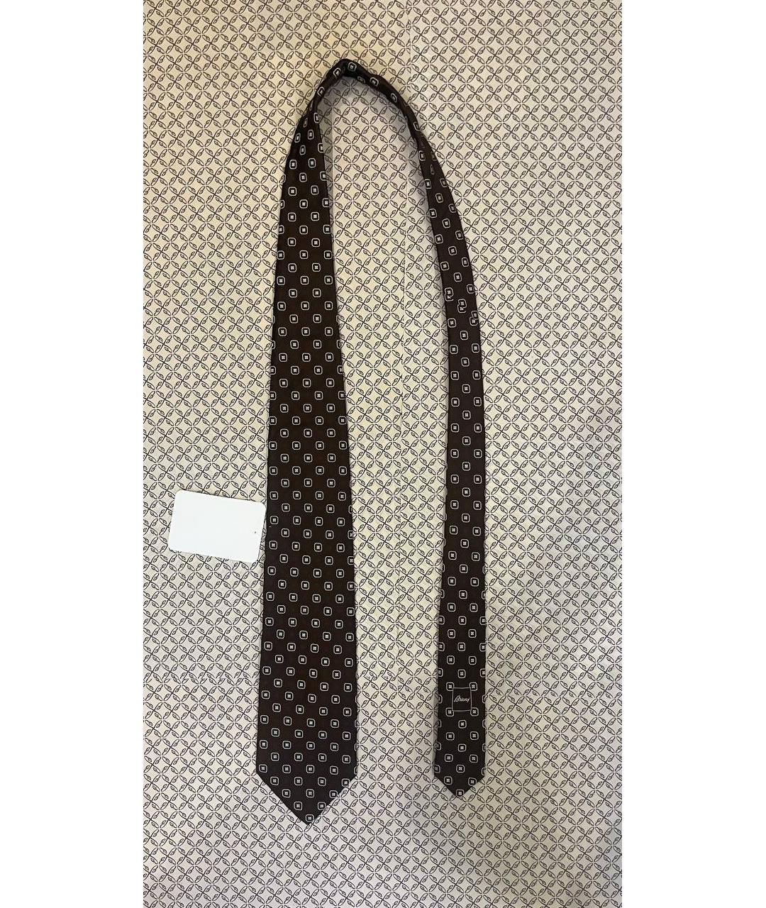 BRIONI Коричневый шелковый галстук, фото 7