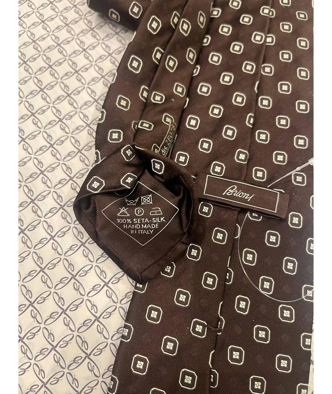 BRIONI Коричневый шелковый галстук, фото 9