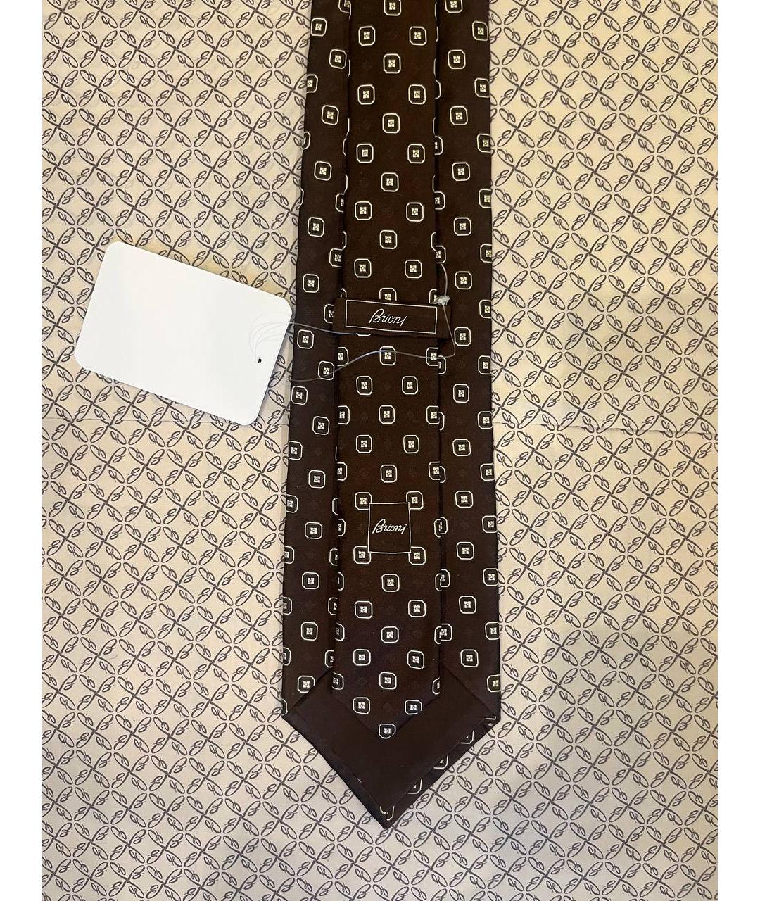 BRIONI Коричневый шелковый галстук, фото 4