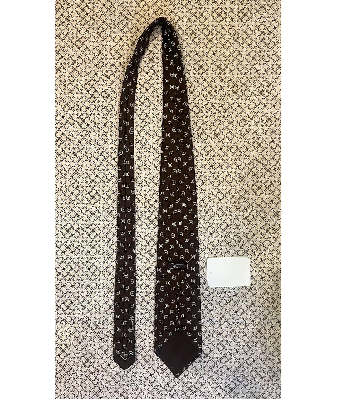 BRIONI Коричневый шелковый галстук, фото 8