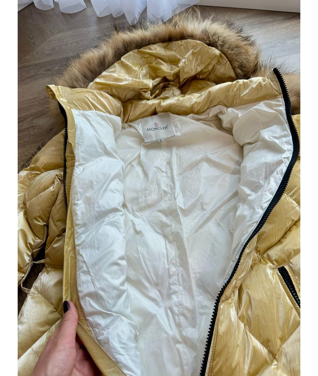 MONCLER Золотой полиэстеровый комбинезон, фото 3