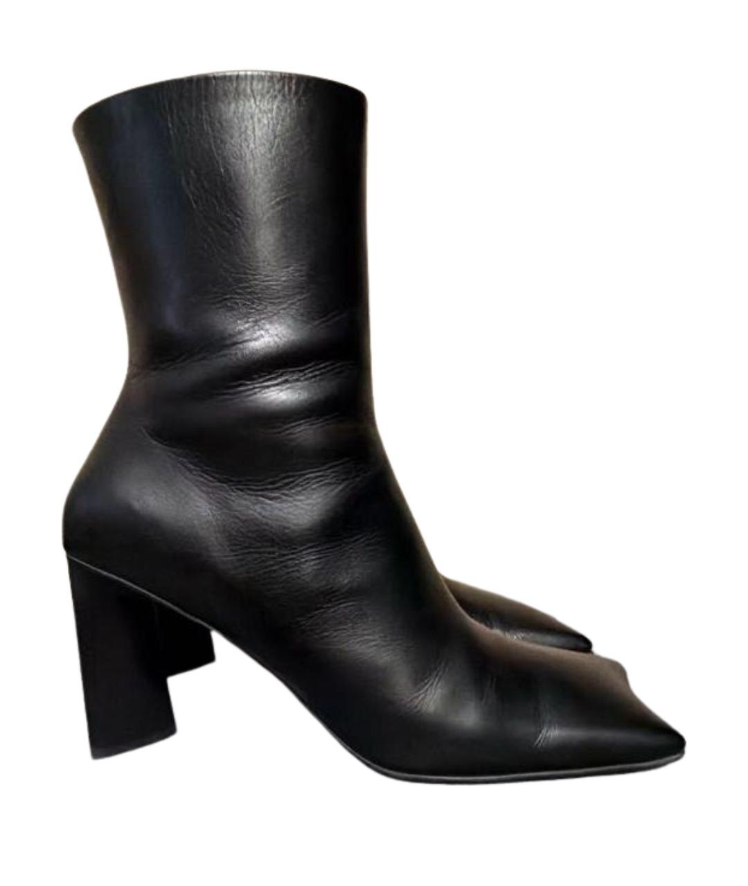 BALENCIAGA Черные кожаные ботильоны, фото 1