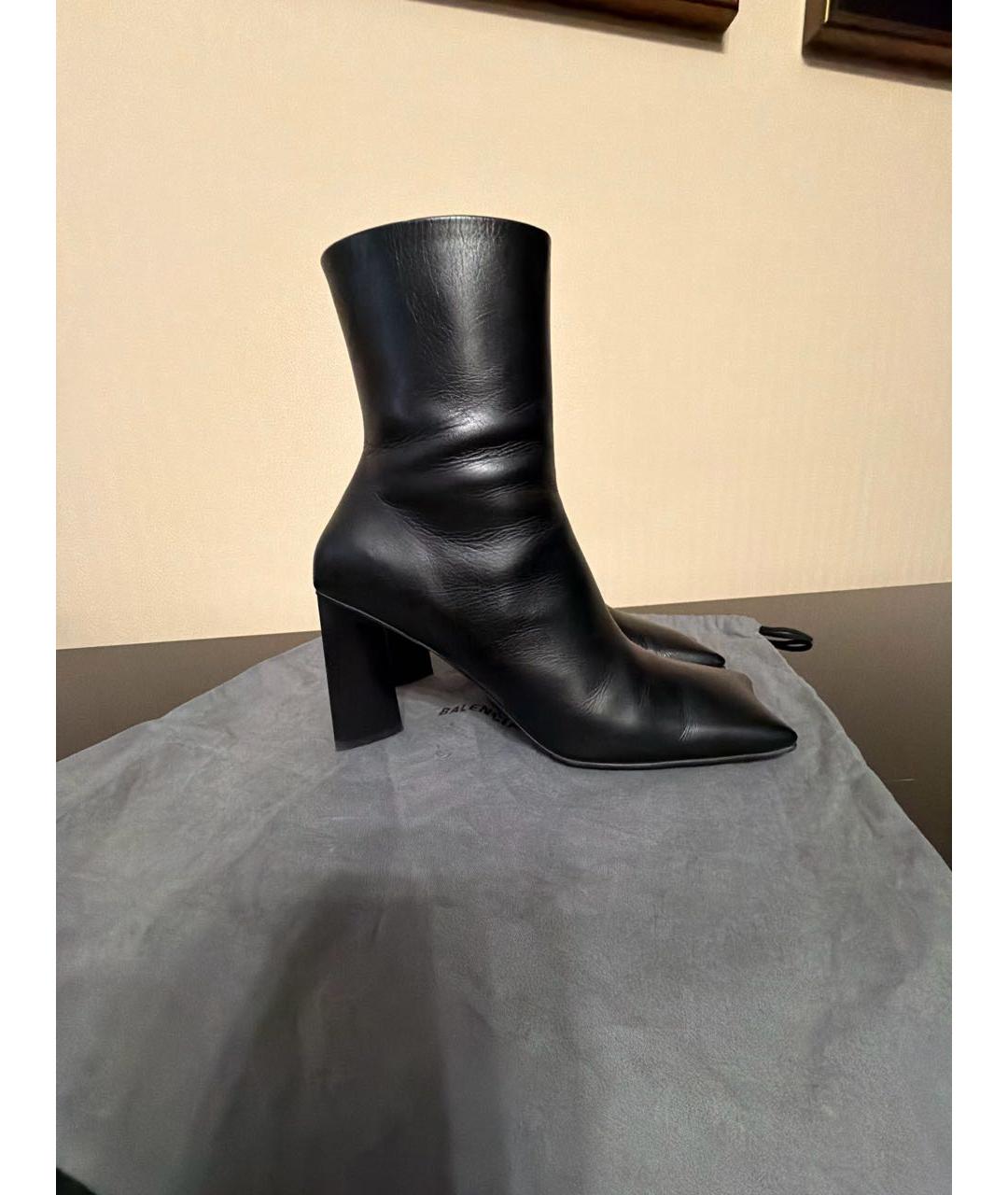 BALENCIAGA Черные кожаные ботильоны, фото 5