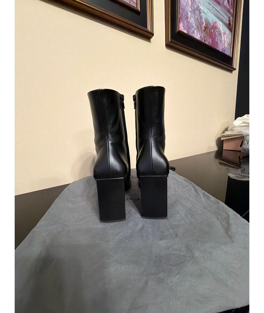 BALENCIAGA Черные кожаные ботильоны, фото 4