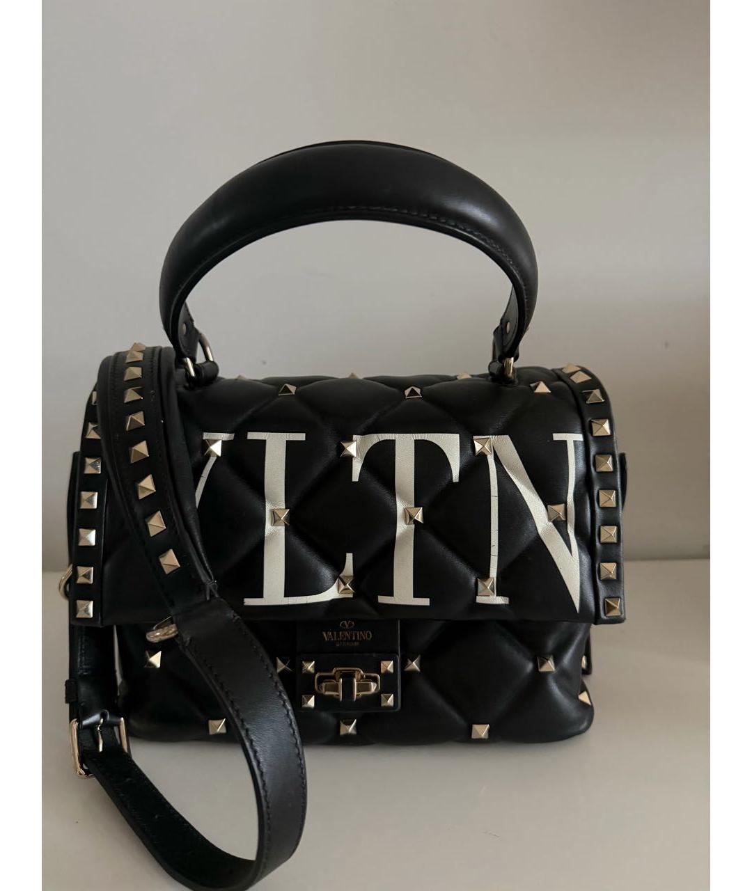 VALENTINO Черная кожаная сумка через плечо, фото 5