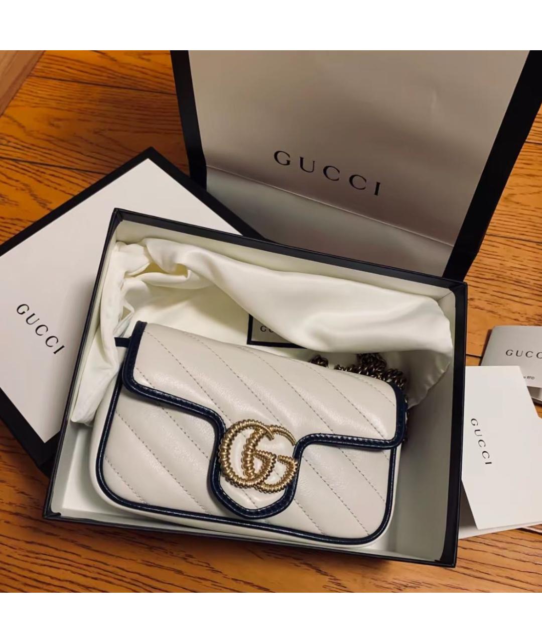 GUCCI Белая кожаная сумка через плечо, фото 2