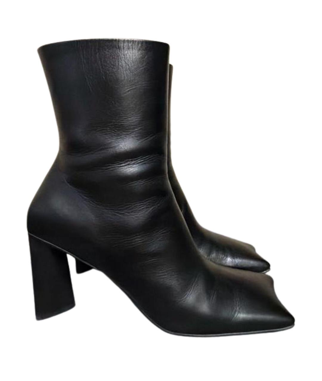 BALENCIAGA Черные кожаные ботинки, фото 1