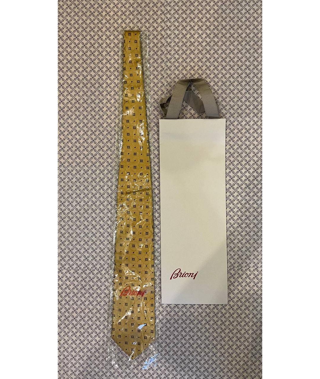 BRIONI Золотой шелковый галстук, фото 5