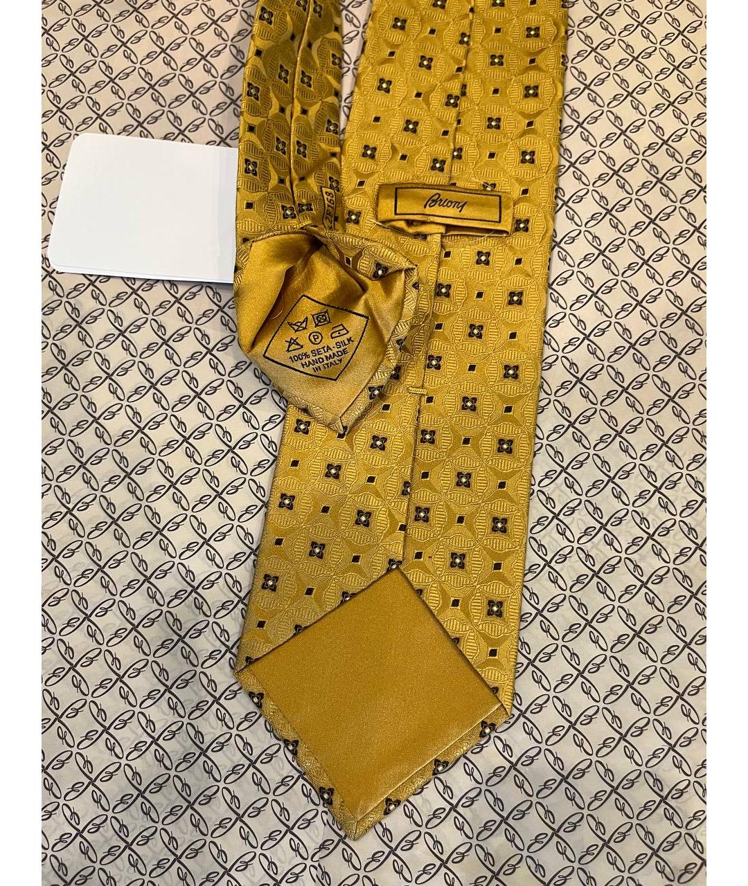 BRIONI Золотой шелковый галстук, фото 8