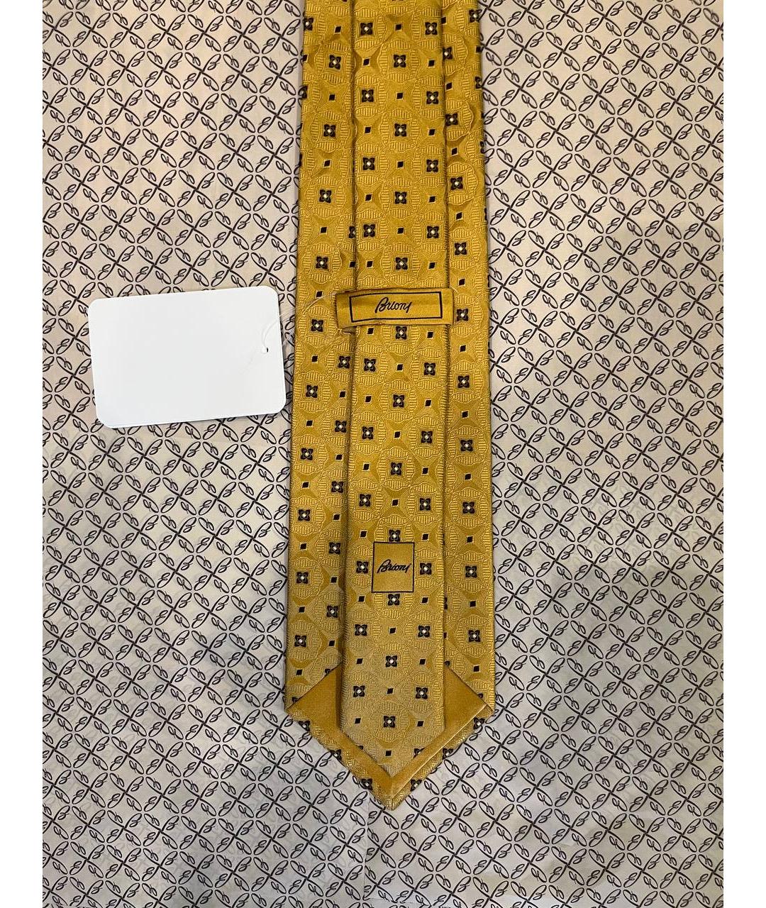 BRIONI Золотой шелковый галстук, фото 3