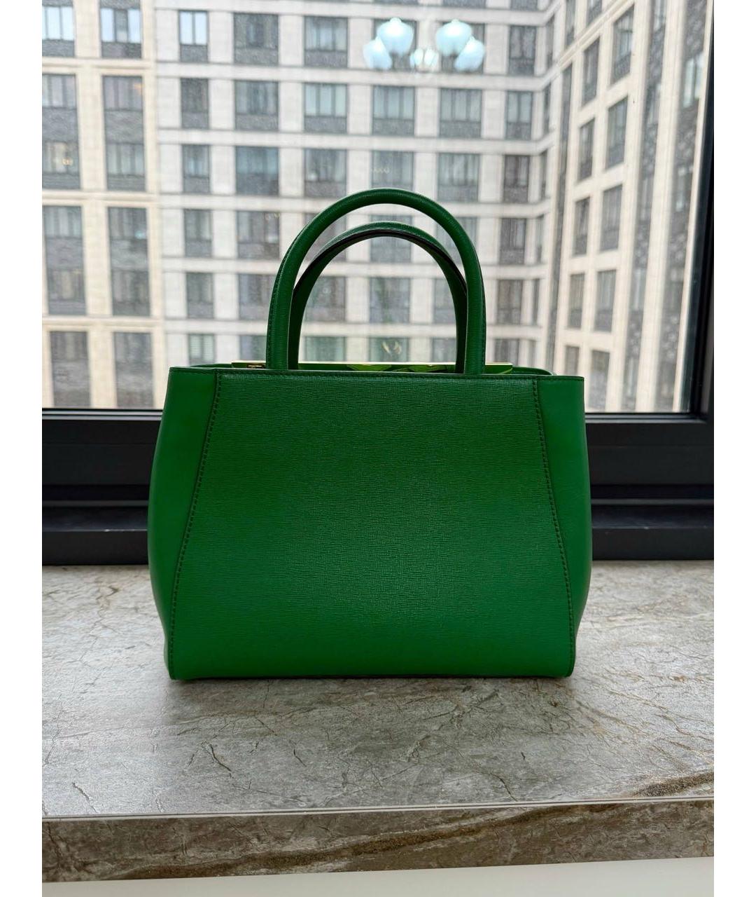 FENDI Зеленая кожаная сумка с короткими ручками, фото 3