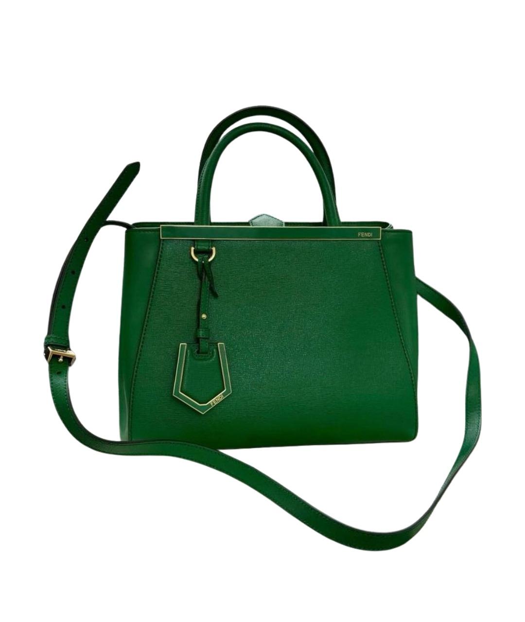 FENDI Зеленая кожаная сумка с короткими ручками, фото 1