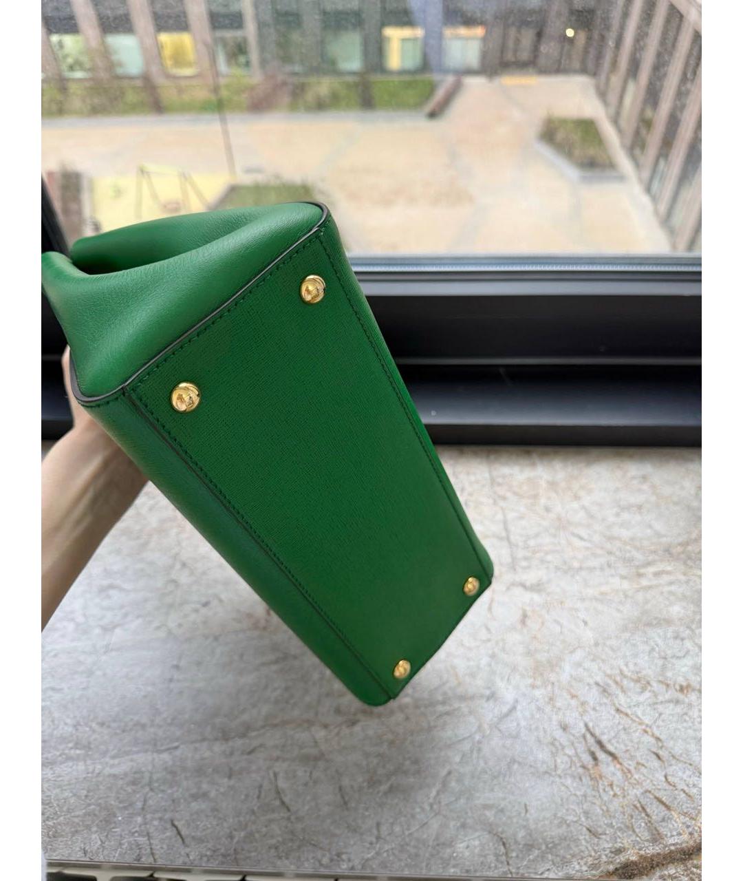 FENDI Зеленая кожаная сумка с короткими ручками, фото 5
