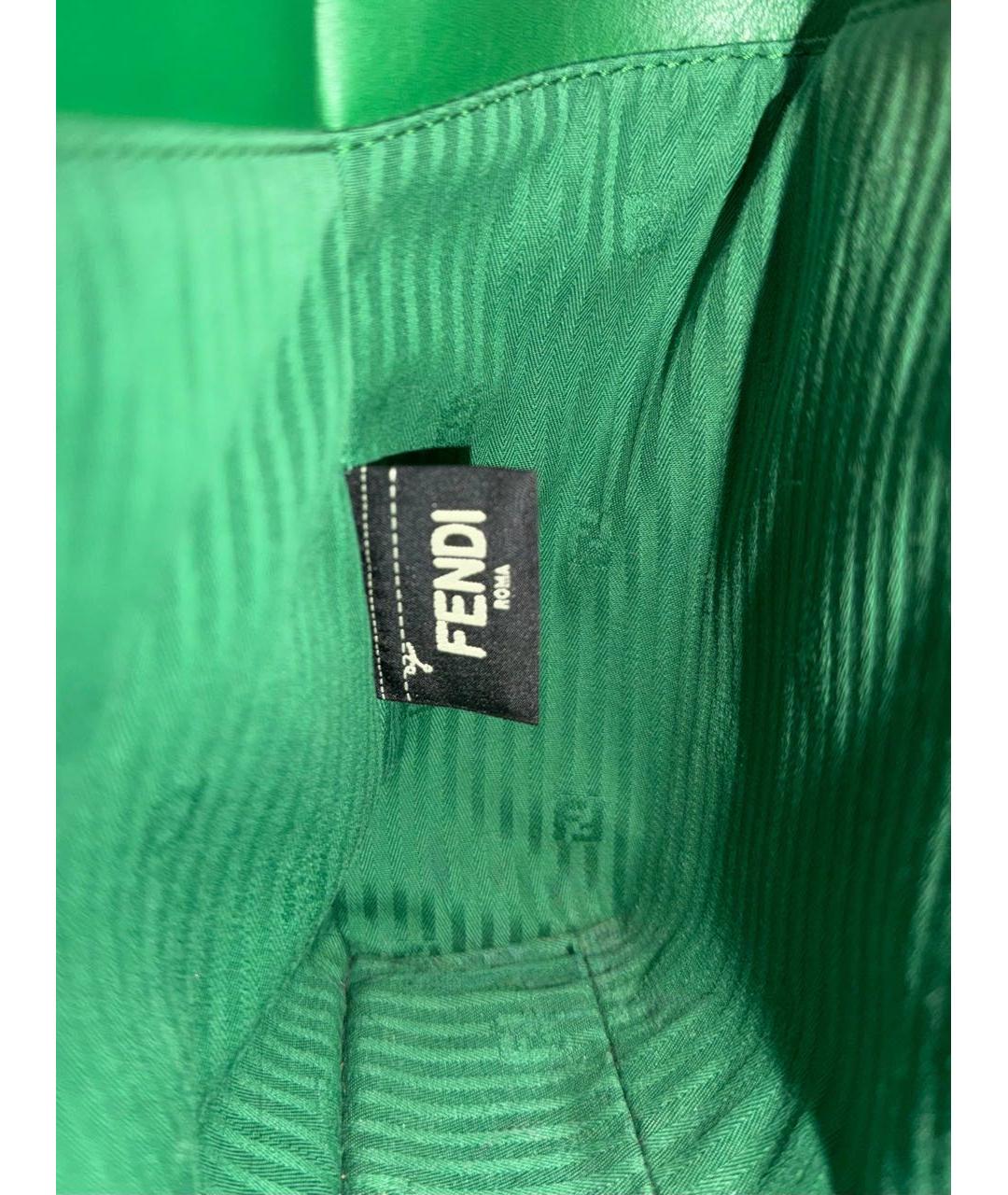 FENDI Зеленая кожаная сумка с короткими ручками, фото 6
