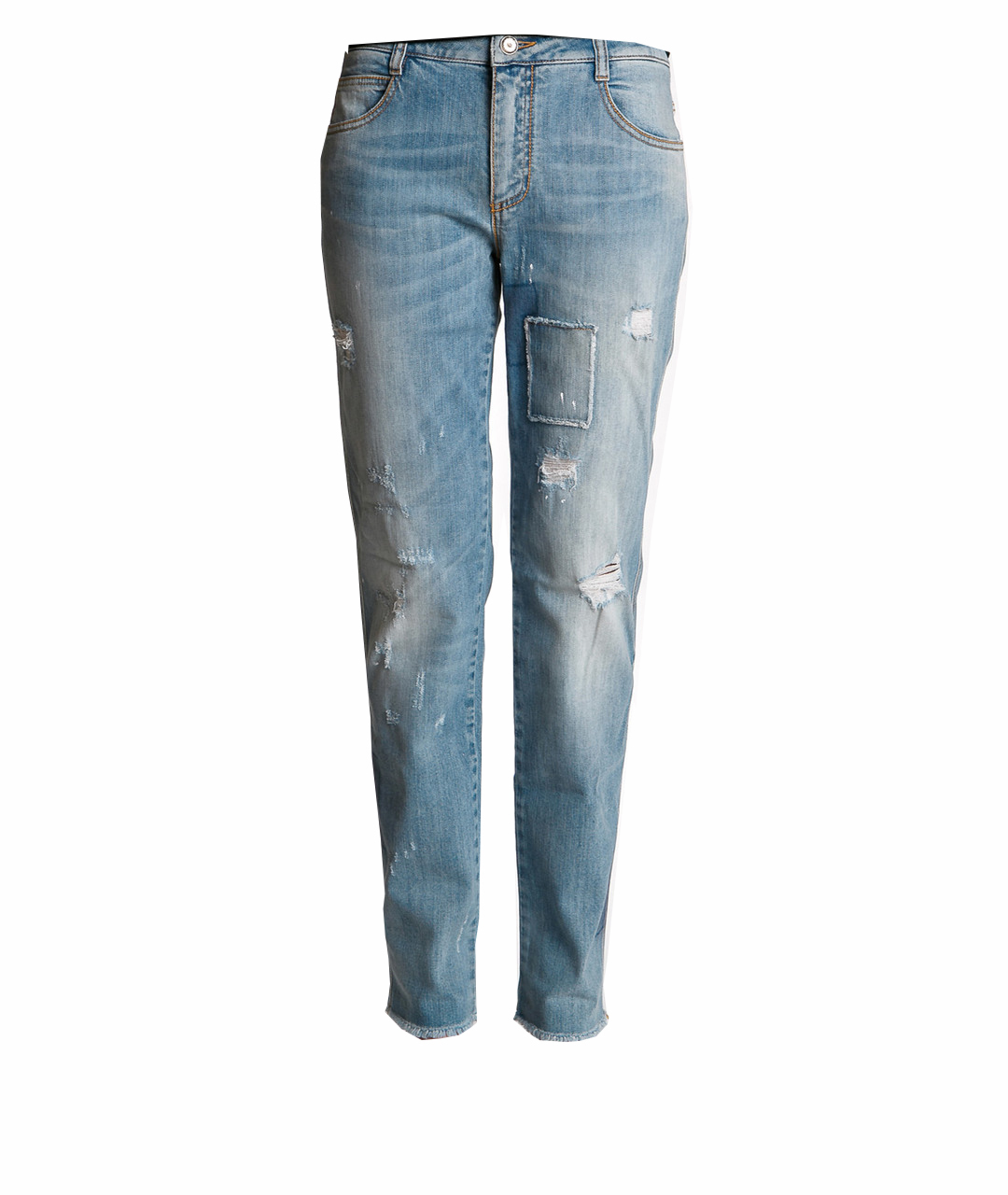 ERMANNO SCERVINO Голубые хлопко-эластановые прямые джинсы, фото 1