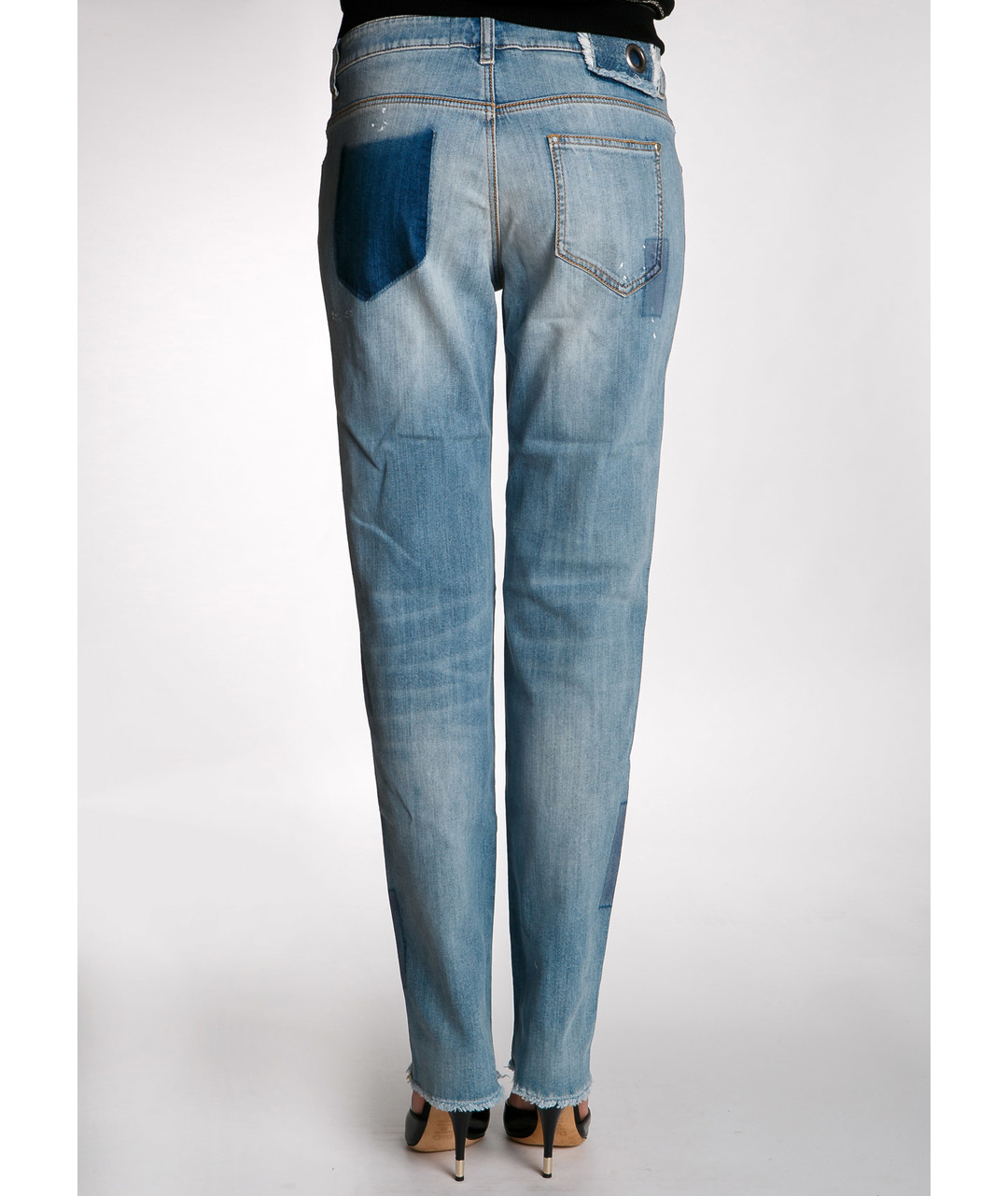 ERMANNO SCERVINO Голубые хлопко-эластановые прямые джинсы, фото 2
