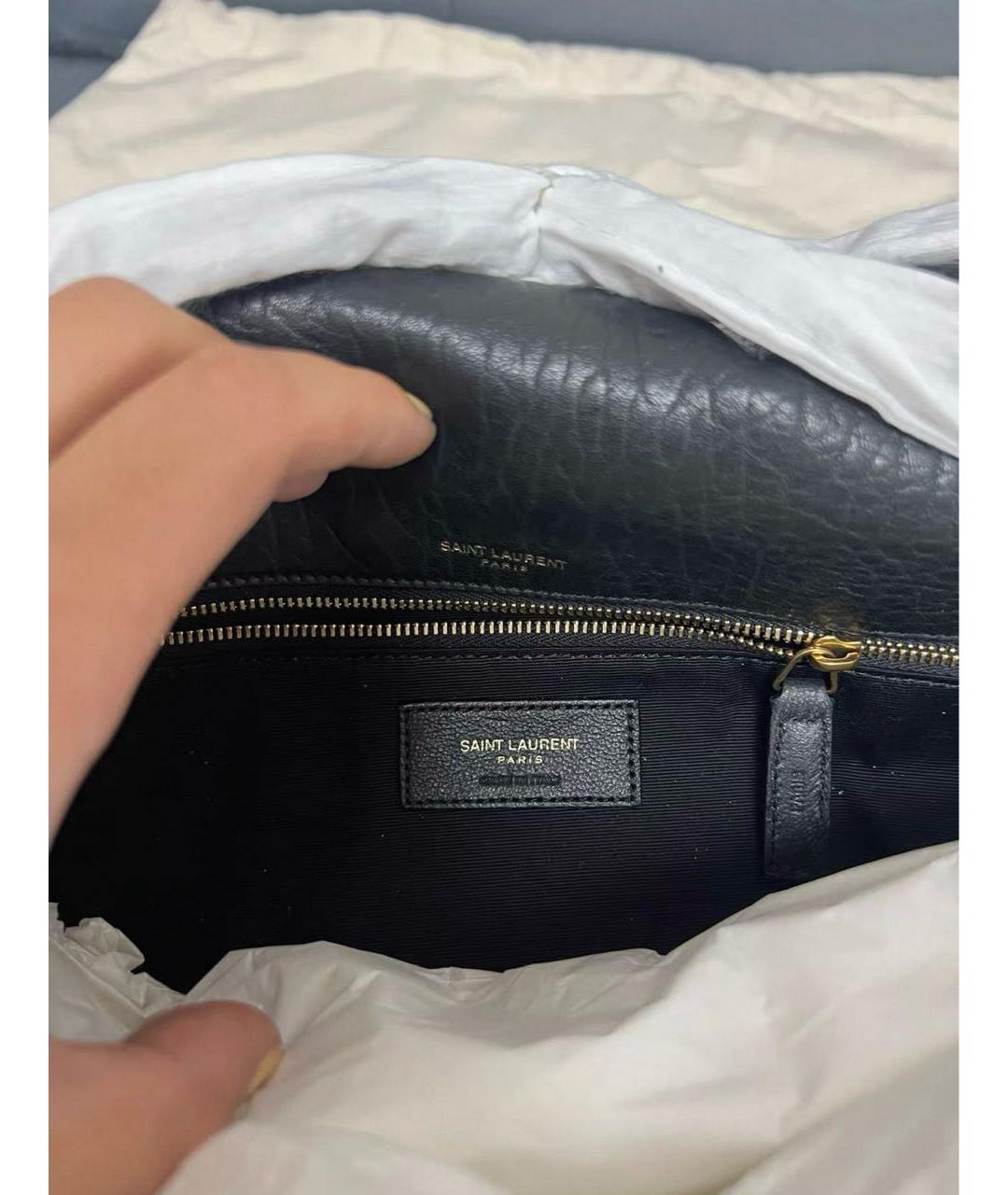 SAINT LAURENT Черная кожаная сумка через плечо, фото 5