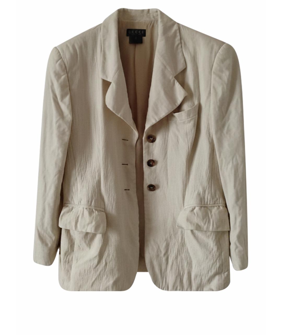 GUCCI Бежевый льняной жакет/пиджак, фото 1