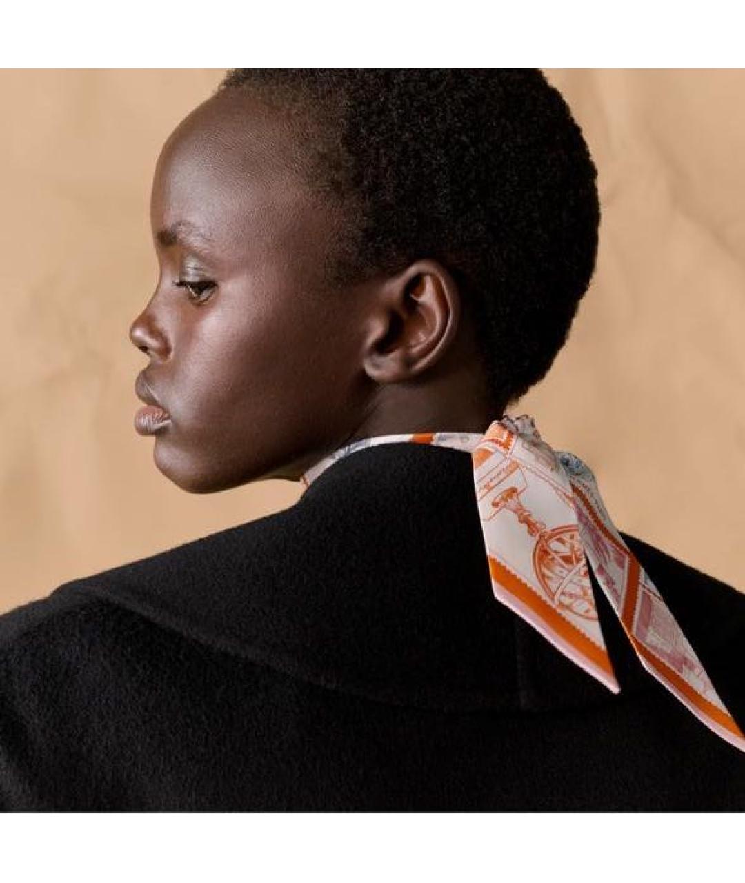 HERMES Оранжевый шелковый шарф, фото 3