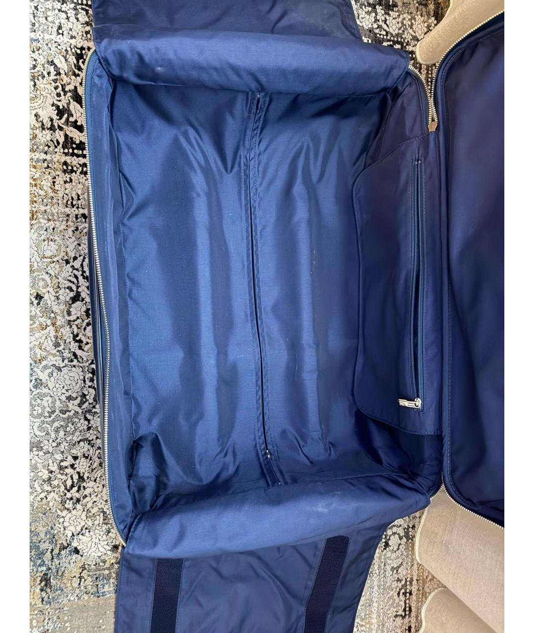 LOUIS VUITTON Синий кожаный чемодан, фото 4