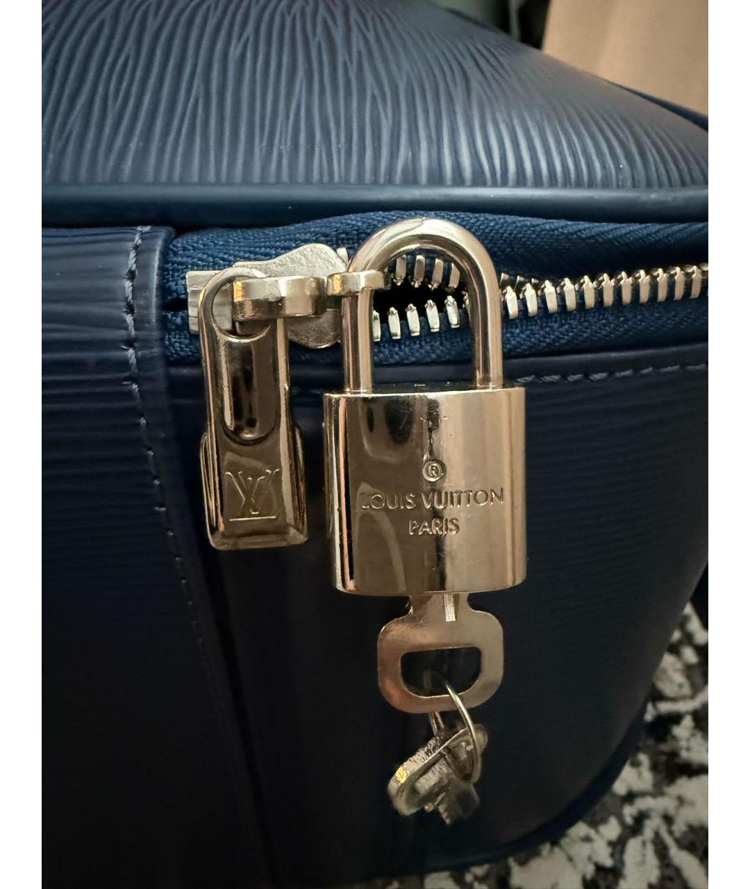 LOUIS VUITTON Синий кожаный чемодан, фото 6