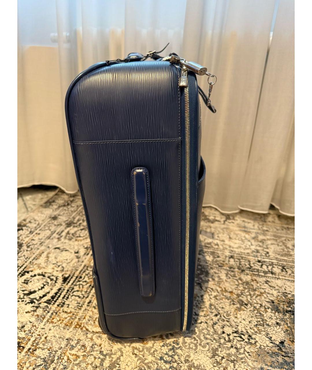 LOUIS VUITTON Синий кожаный чемодан, фото 2